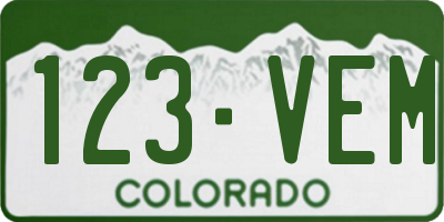 CO license plate 123VEM