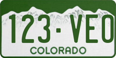 CO license plate 123VEO
