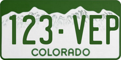 CO license plate 123VEP