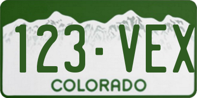 CO license plate 123VEX