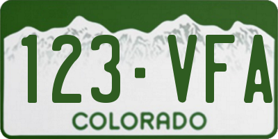 CO license plate 123VFA