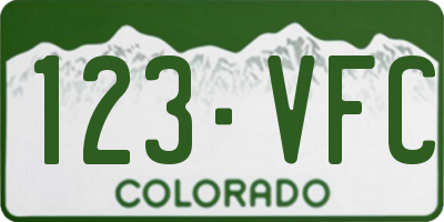 CO license plate 123VFC