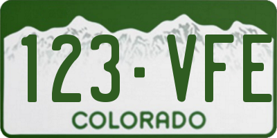 CO license plate 123VFE