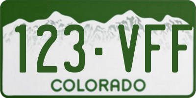CO license plate 123VFF
