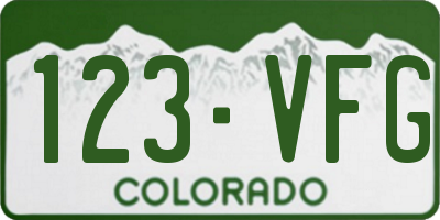 CO license plate 123VFG