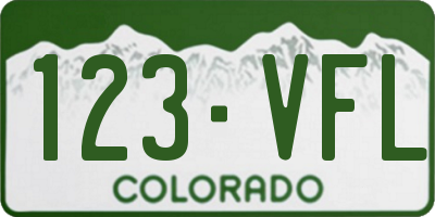 CO license plate 123VFL