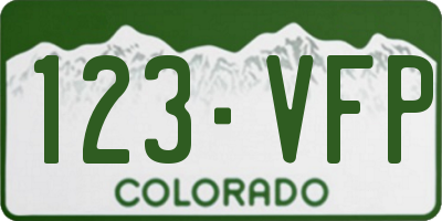 CO license plate 123VFP