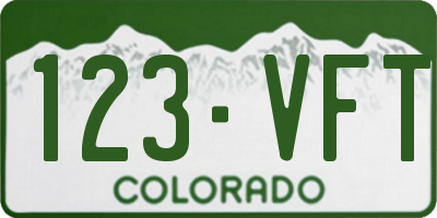 CO license plate 123VFT