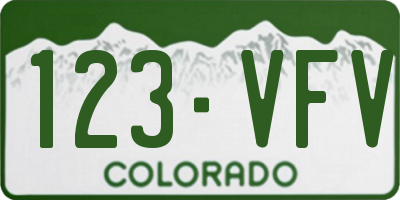 CO license plate 123VFV
