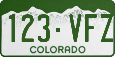 CO license plate 123VFZ
