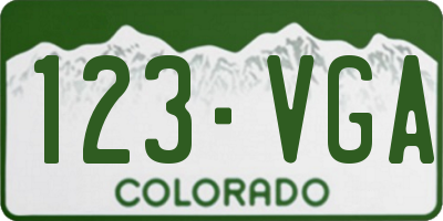 CO license plate 123VGA