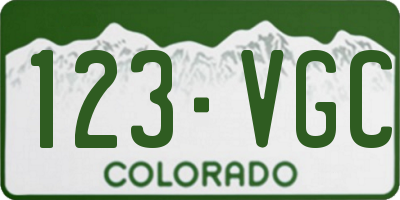 CO license plate 123VGC