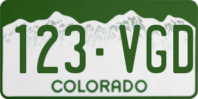 CO license plate 123VGD