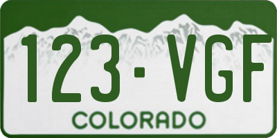 CO license plate 123VGF