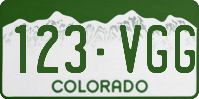 CO license plate 123VGG