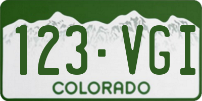 CO license plate 123VGI