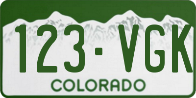 CO license plate 123VGK