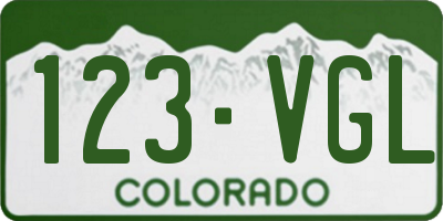 CO license plate 123VGL