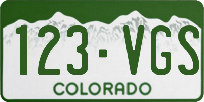 CO license plate 123VGS
