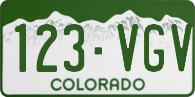 CO license plate 123VGV