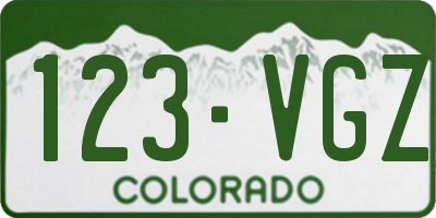 CO license plate 123VGZ