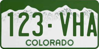 CO license plate 123VHA