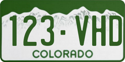 CO license plate 123VHD