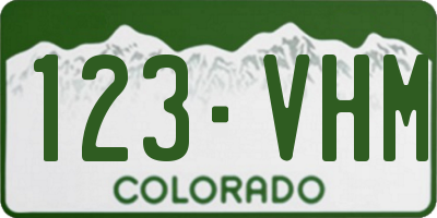 CO license plate 123VHM