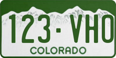 CO license plate 123VHO