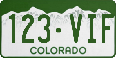 CO license plate 123VIF