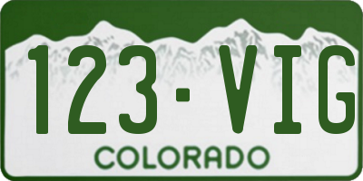CO license plate 123VIG