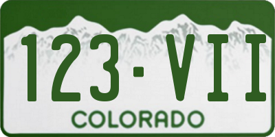 CO license plate 123VII
