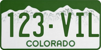 CO license plate 123VIL