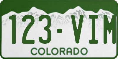CO license plate 123VIM