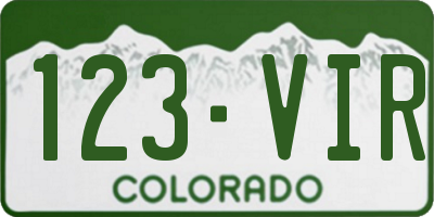 CO license plate 123VIR