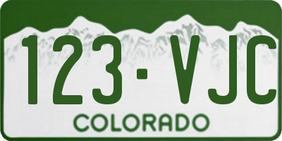 CO license plate 123VJC