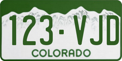 CO license plate 123VJD