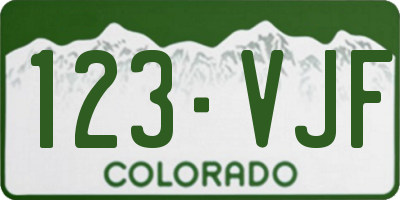 CO license plate 123VJF