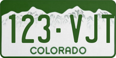 CO license plate 123VJT