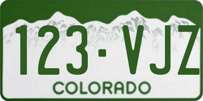 CO license plate 123VJZ