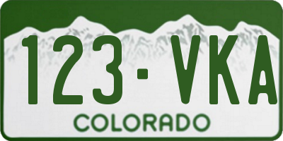 CO license plate 123VKA