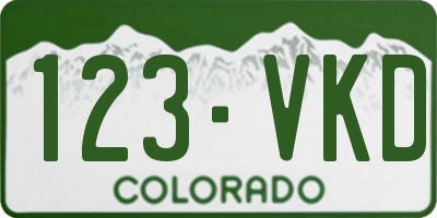 CO license plate 123VKD