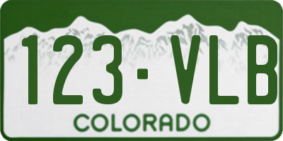 CO license plate 123VLB