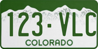 CO license plate 123VLC