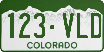 CO license plate 123VLD
