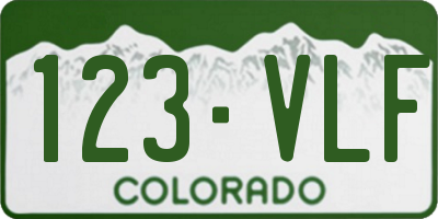 CO license plate 123VLF