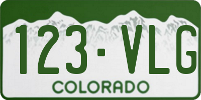 CO license plate 123VLG