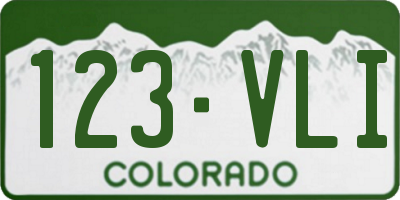 CO license plate 123VLI