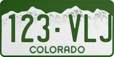 CO license plate 123VLJ
