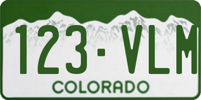 CO license plate 123VLM